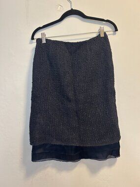 Akris Navy Tiered Skirt Knee-Length Size 6